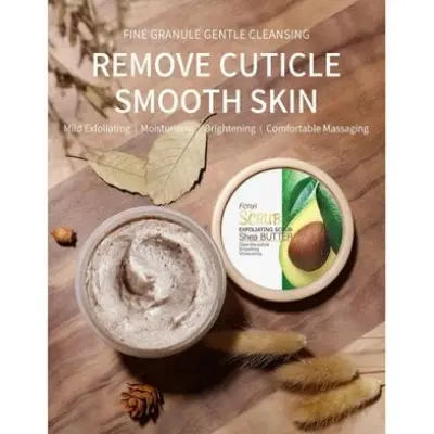 Picture of FenYi Body Scrub Shea Butter Exfoliating Gel Deep Cleansing Pores Acne Treatment Smooth Brightening Avocado Whitening Face  Scrub -100gm