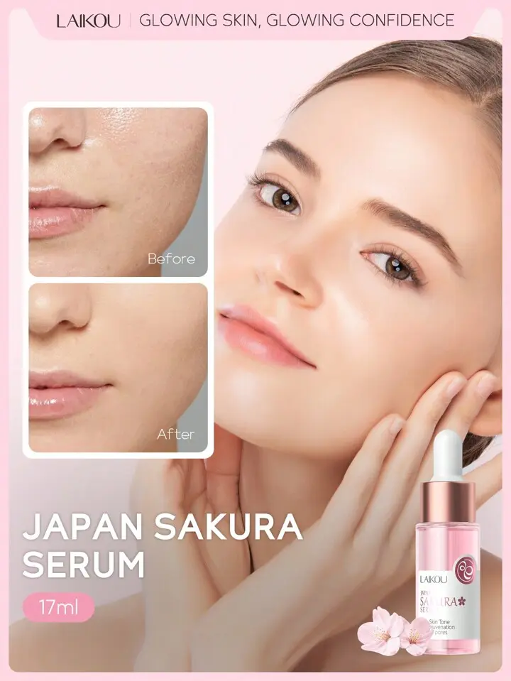 Picture of Laikou Sakura Facial Serum Moisturizing Vitamin C Essence Skin Shrinking Pores Remove Acne Face Care-17ml