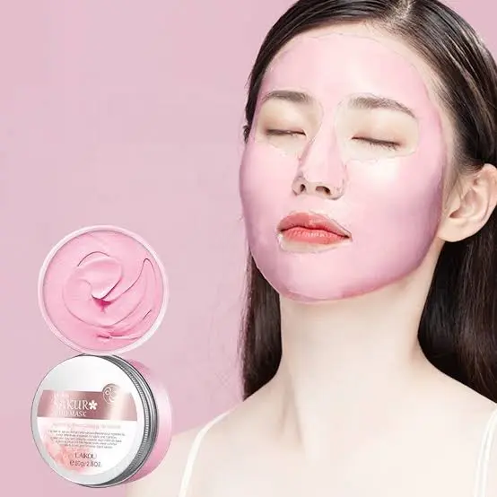 Picture of LAIKOU Japan Sakura Clay Mask Deep Cleansing Whitening Repair Skin Mud Korean Face Mask Oil Control Shrink Pores Skin Care- 90g