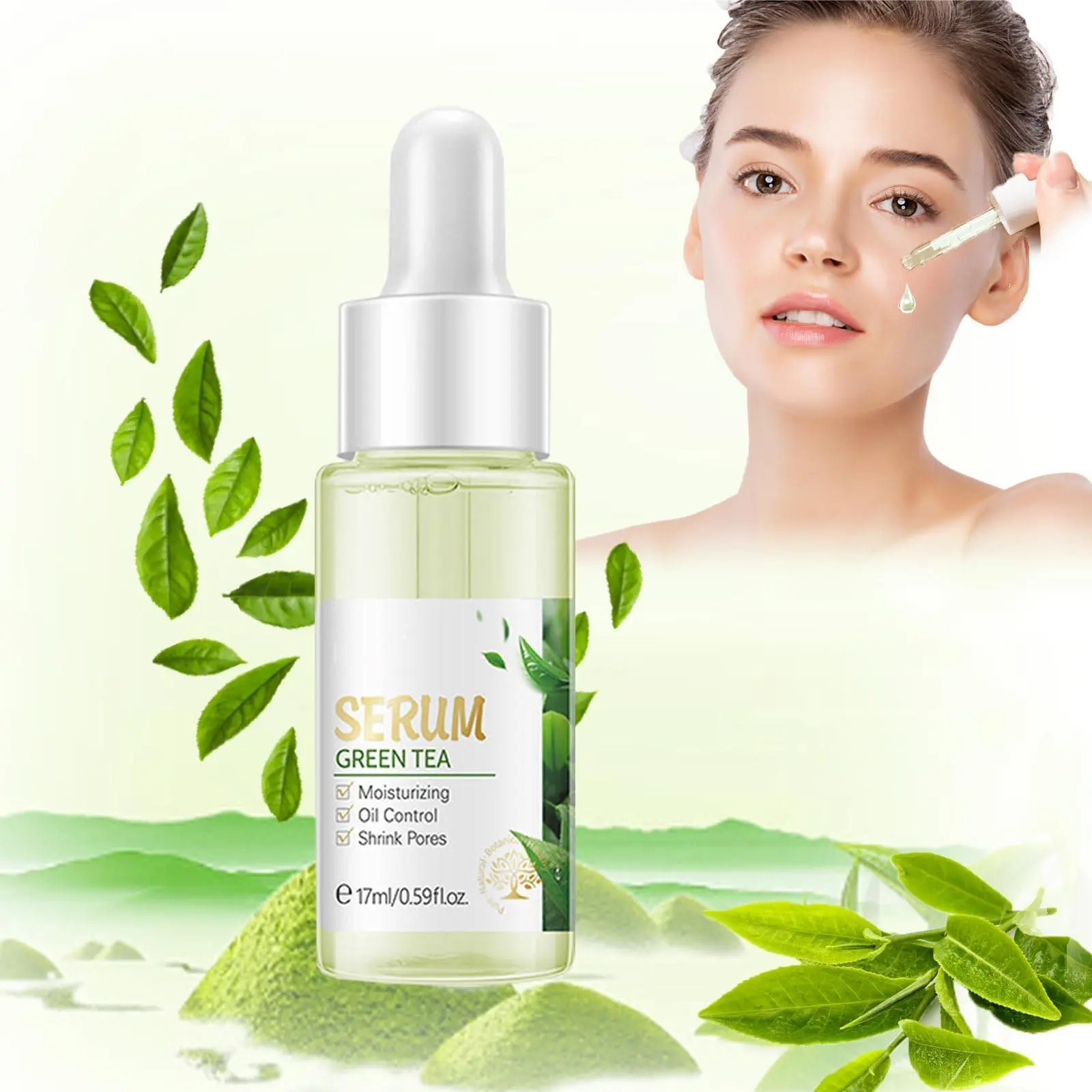 Picture of Fenyi Green Tea Facial Serum Sodium Hyaluronic Acid Shrink Pore Moisturizing Oil Control Soothing Acne Skin 17ml