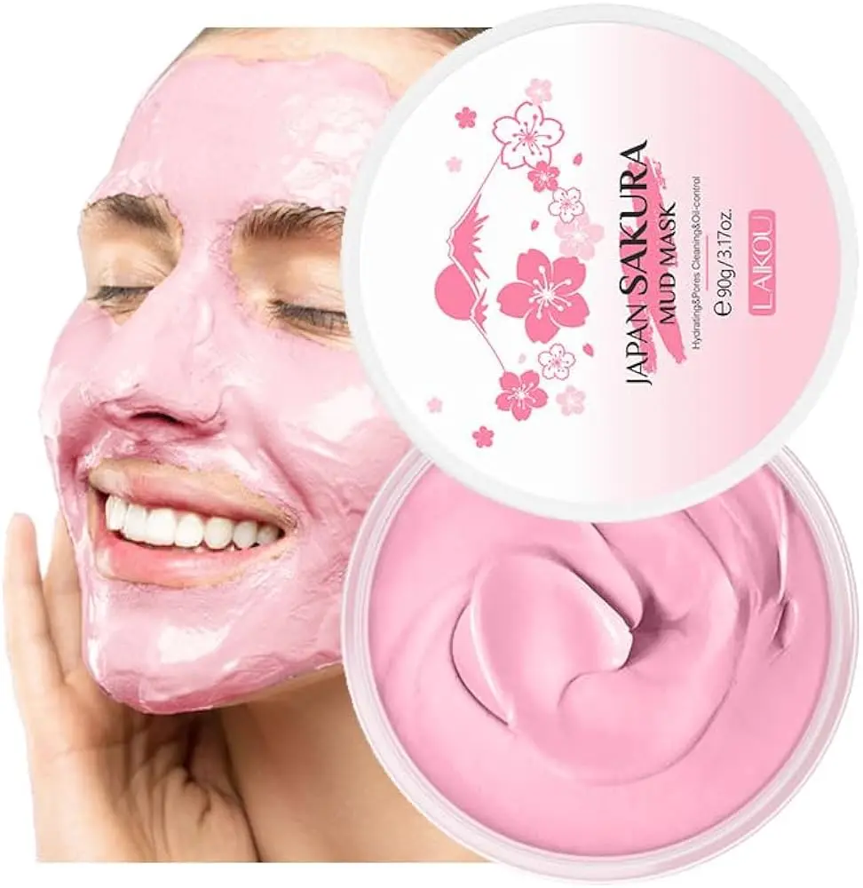 Picture of LAIKOU Sakura Mud Mask Deep Cleansing Whitening Remove Blackhead Hydrating Oil Control Moisturizing Anti-Acne Cherry Blossom-90gm