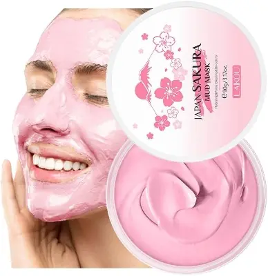 Picture of LAIKOU Sakura Mud Mask Deep Cleansing Whitening Remove Blackhead Hydrating Oil Control Moisturizing Anti-Acne Cherry Blossom-90gm