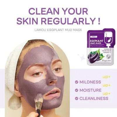 Picture of LAIKOU Eggplant Mud Mask Facial Cleansing Mud Mask Skin Care -5pcs