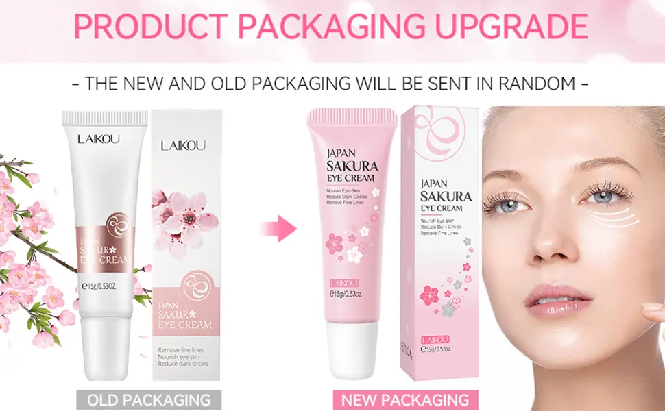 Picture of LAIKOU Sakura Eye Cream Remover Dark Circles Eye Care Against Puffiness and Bags Anti-Aging Wrinkles Hydrate Dry Skin Serum-15gm