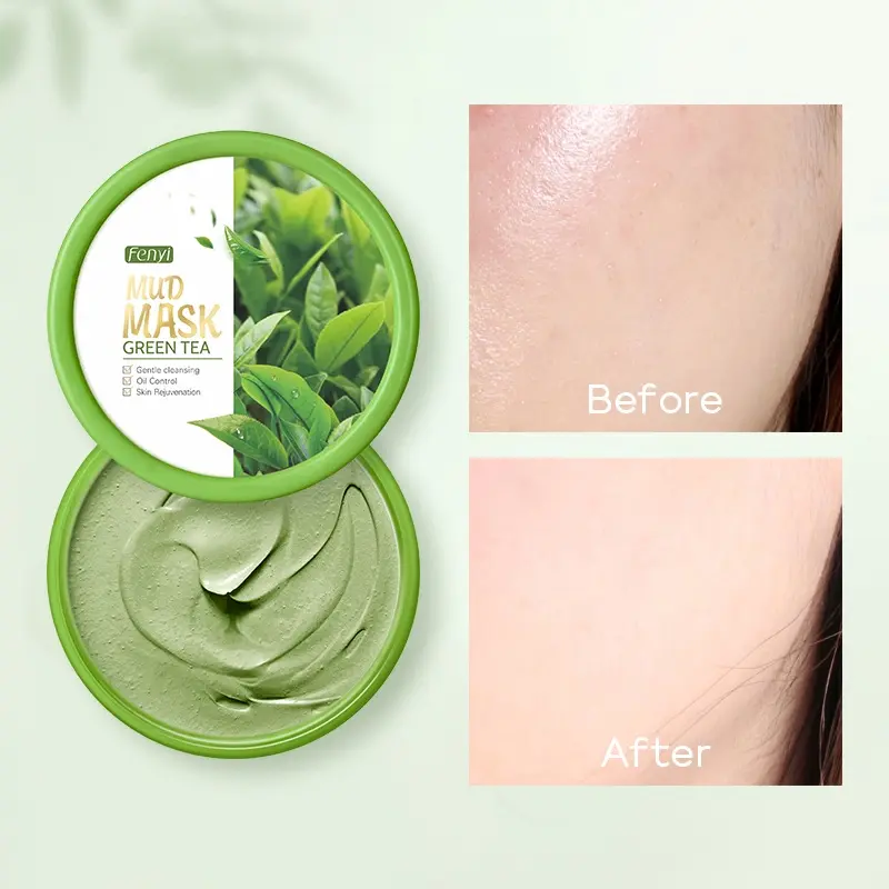 Picture of Fenyi Green Tea Mud Mask Brightening Remove Acne Pores Blackheads Cleansing Oil Control- 100ml