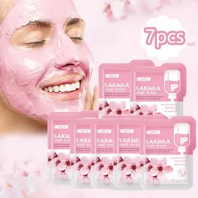 Picture of LAIKOU- 7pcs Japan Sakura Mud Face Mask Cleansing