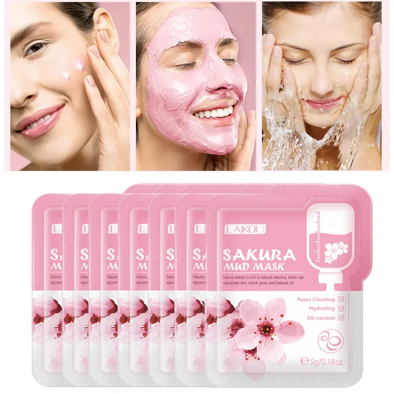 Picture of LAIKOU- 7pcs Japan Sakura Mud Face Mask Cleansing