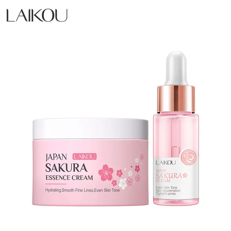 Picture of LAIKOU Sakura Serum And Collagen Face Cream Cherry Blossom Essence Moisturizing Whitening  combo (set-2)