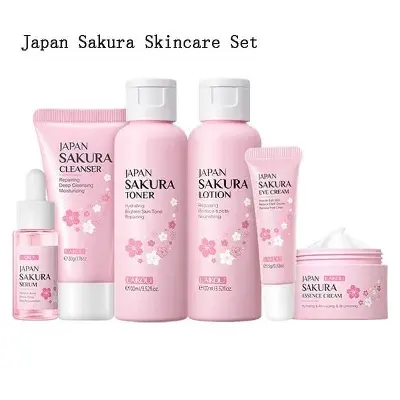 Picture of LAIKOU Face Serum Cleanser Lotion Toner Cream Japan Sakura Skin Care Set -6pcs