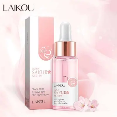 Picture of LAIKOU Sakura Face Serum Noirishing Essence Cream Sunscreen Reduce fine lines Facial Wash Cleansing Pores Sun Protection SPF 50+ Brightening Skin Rejuvenation- 5pcs