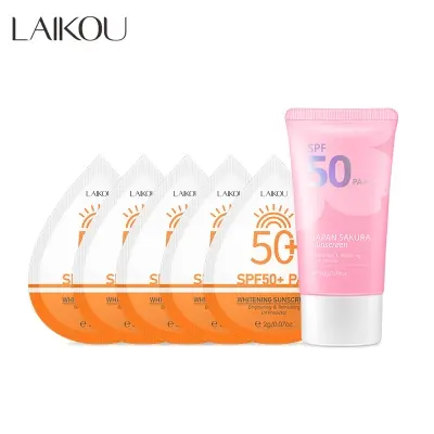 Picture of LAIKOU UV Protector 2gx5pcs Body Waterproof Sunblock SPF50+ Sakura Face Whitening Sunscreen 50g-6pcs