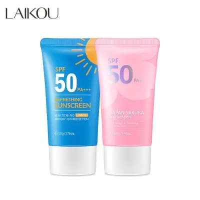 Picture of LAIKOU SPF50 PA+++ Face Sunscreen Sakura Refreshing UVA UVB Waterproof Sunblock 50g UV Protector -2pcs