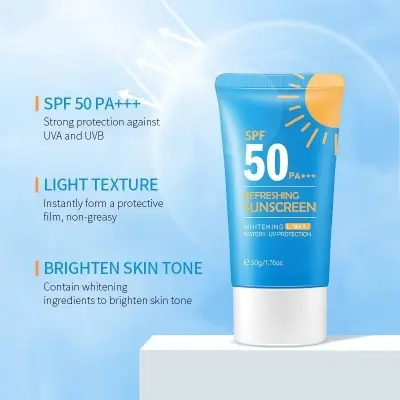 Picture of LAIKOU SPF50 PA+++ Face Sunscreen Sakura Refreshing UVA UVB Waterproof Sunblock 50g UV Protector -2pcs