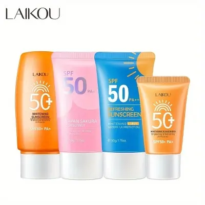 Picture of LAIKOU Sakura Sun Cream 50+++: Vitamin C Sunblock for Waterproof Sun Protection-(Combo set 4pcs)