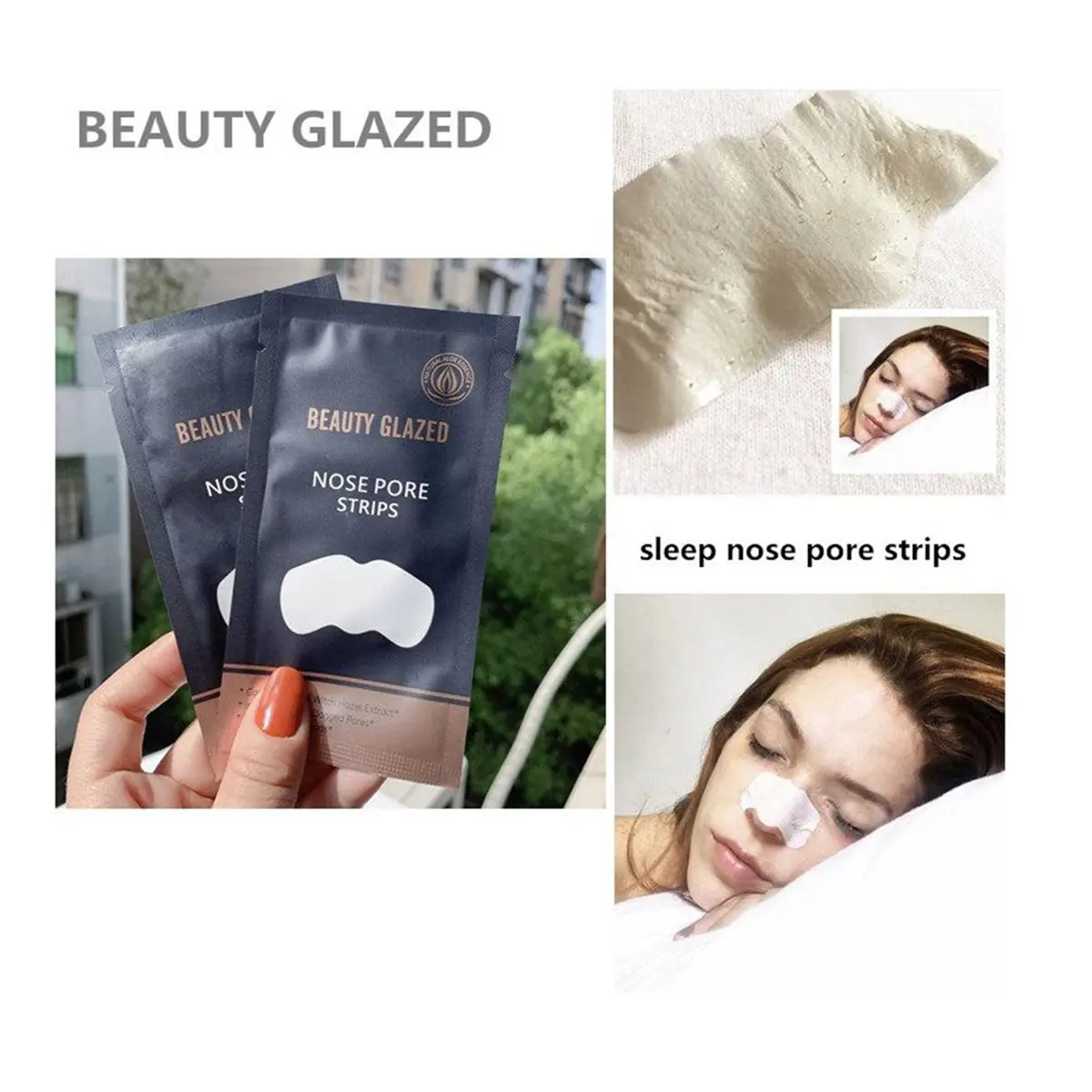 Picture of Beauty Glazed Nose Pore Strips Blackhead Acne Nose Patch To Remove Skin Care-7pcs