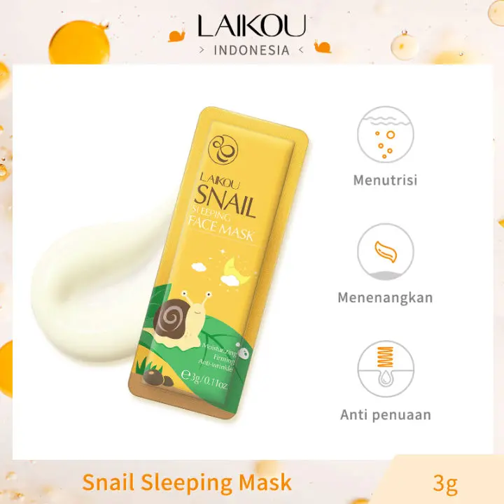 Picture of LAIKOU Snail Sleeping Mask Whitening Skin Care Night Moisturizing Hydrating Face Mask Face Care-5pcs