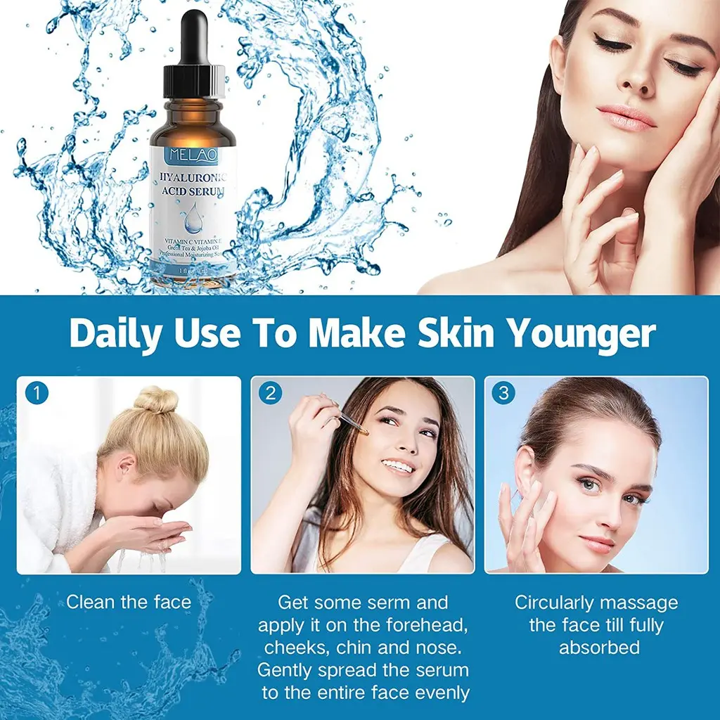 Picture of MELAO Hyaluronic Acid Serum,Moisturizing Anti-Aging Remove Wrinkles Freckles and Spots Vitamin C Serum for Deeply Moisturizes and Improves Facial Elasticity and Tightens-30ml
