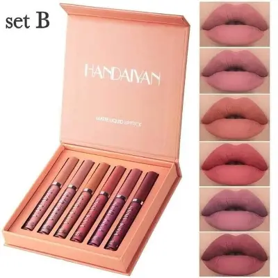 Picture of HANDAIYAN 6 Colors Long Lasting Velvet Lips Tint Liquid Lipsticks Waterproof Non-Stick Cup Lipgloss Gift Set (B)