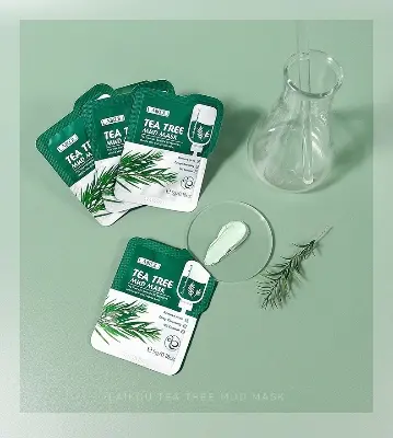 Picture of LAIKOU Tea Tree Mud Mask Moisturizing Oil-Control Anti Wrinkle Deep Cleansing Shrink Pore Plant Essence Face Mask Skin Care-5pcs