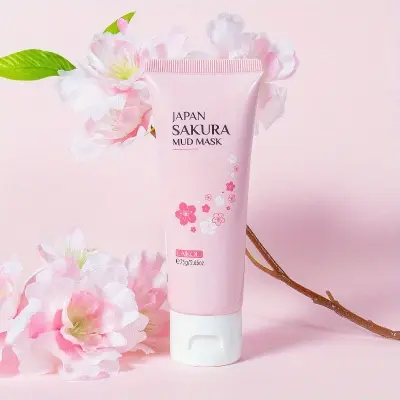 Picture of Laikou Sakura Mud Mask Deep Clean Whitening Remove Blackhead Exfoliating Shrink Pores Oil Control Repair Refine Pores Face Care 75g