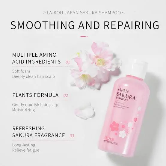 Picture of Laikou Japan Sakura Shampoo Repair Damaged Hair Moisturizing Nourishing Anti Dandruff Oil Control Shampoos Hair Cleansing Care-100ml