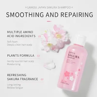 Picture of Laikou Japan Sakura Shampoo Repair Damaged Hair Moisturizing Nourishing Anti Dandruff Oil Control Shampoos Hair Cleansing Care-100ml