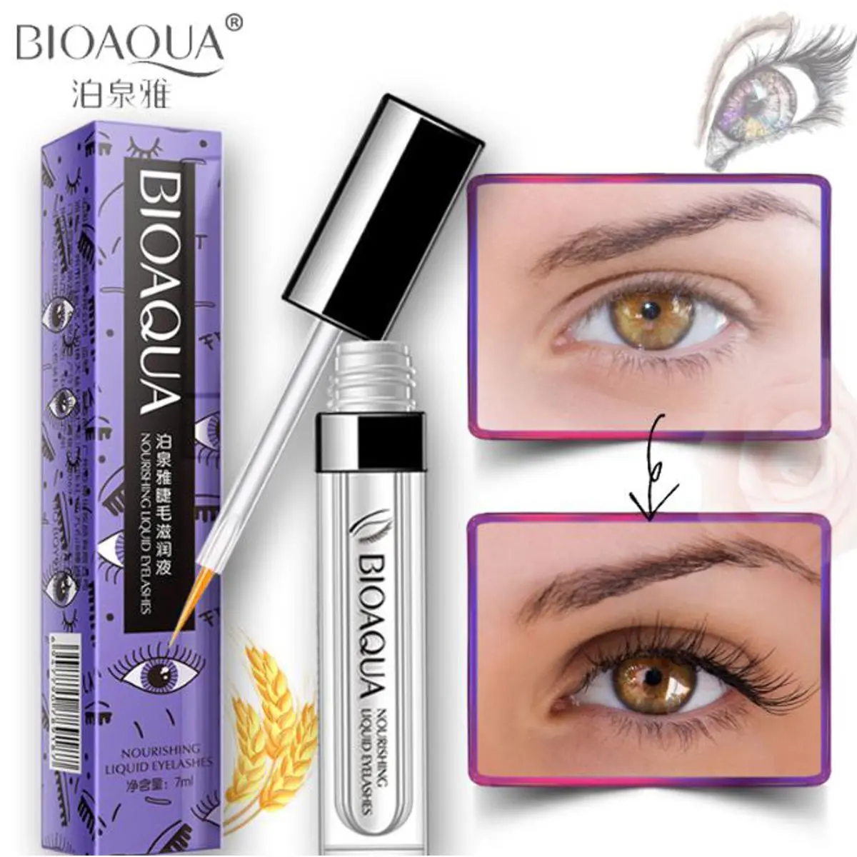 Picture of BIOAQUA Fast Eyelash Growth Serum Products Eyelashes Eyebrows Enhancer Fuller Thicker Lashes Treatment Lengthening Lash Lift Eye Care-7ml