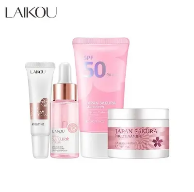 Picture of LAIKOU Japan Sakura Brightening Set (Sakura Sunscreen/Serum/ Eye Cream/ / Cream) Skin Care Set 4pcs