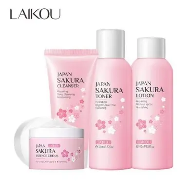 Picture of LAIKOU Sakura 4Pcs Set( Toner / essence Cream/ Cleanser/ Lotion )Skin Rejuvenation Brightening Skin Skin Care Set