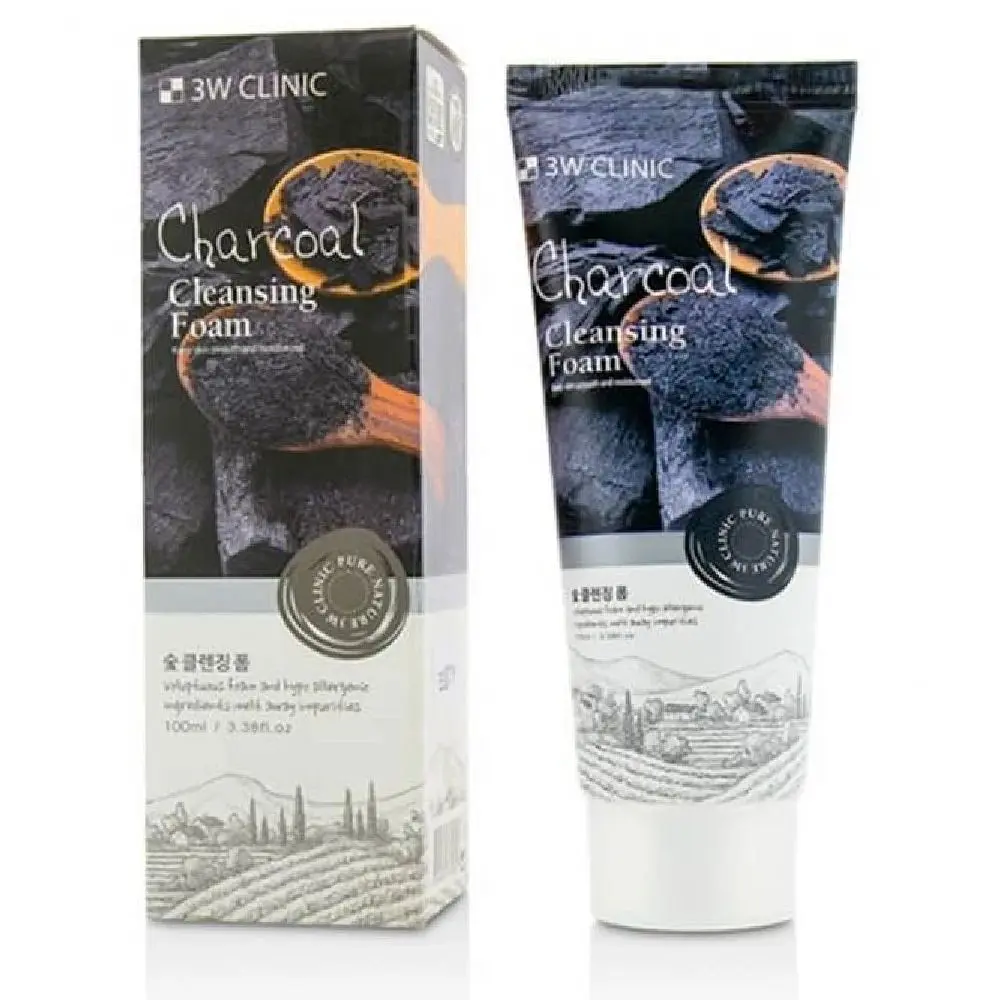 Picture of [3W clinic] sepiolite for facial cleanser charcoal/genuine charcoal cleansing foam, 100 ml