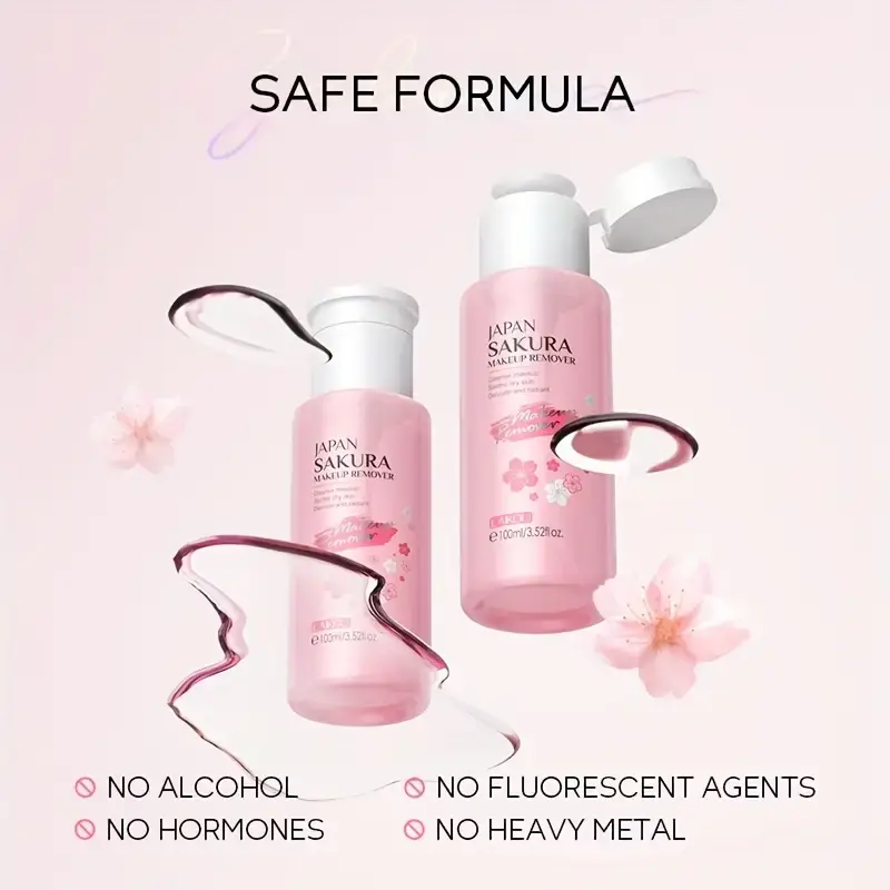 Picture of LAIKOU Sakura Makeup Remover Water, Plant Extracts Cleansing Water 100ml