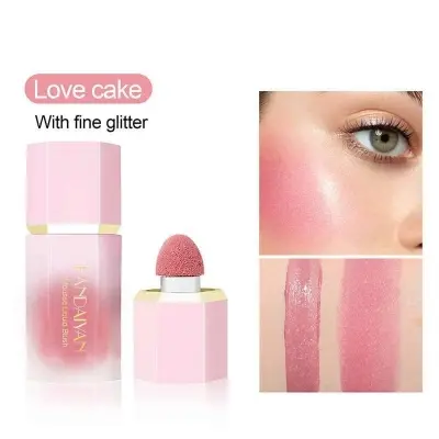 Picture of HANDAIYAN Liquid Blusher, Soft Cream Blush Makeup, Cheeks, Long-Wearing, Natural-Looking, Dewy Finish, Skin Tint Makeup (01#LOVE CAKE)