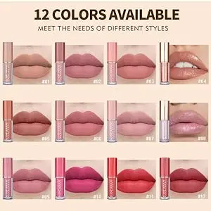 Picture of HANDAIYAN Private Label 12 Colors Matte Lustre Lipgloss Set Liquid Lipstick Vegan Makeup Cosmetic Non-stick Cup