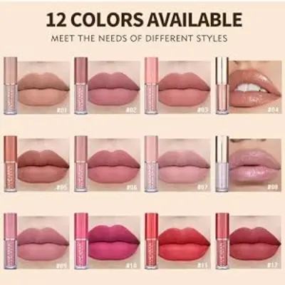 Picture of HANDAIYAN Private Label 12 Colors Matte Lustre Lipgloss Set Liquid Lipstick Vegan Makeup Cosmetic Non-stick Cup