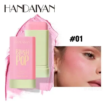 Picture of HANDAIYAN Blush Stick Highlighter Stick Moisturizing Long Lasting Cheek Rouge Blusher Cream Waterproof Face Makeup-#01-SHY PINK