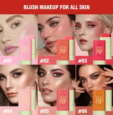 Picture of HANDAIYAN Blush Stick Highlighter Stick Moisturizing Long Lasting Cheek Rouge Blusher Cream Waterproof Face Makeup-#01-SHY PINK