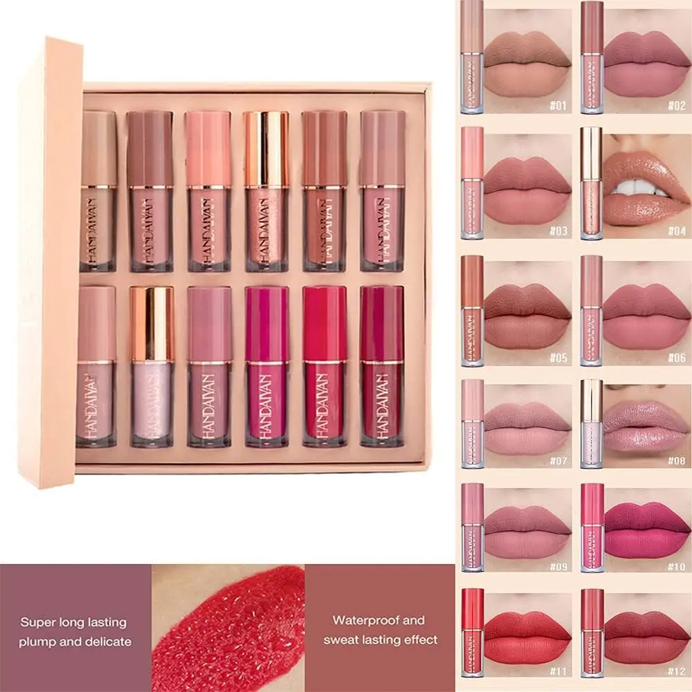 Picture of HANDAIYAN Matt Lipstick 12pcs Waterproof Long Lasting Moisturizing Lip Stick Set Nude Make up Lip Cosmetic for Women