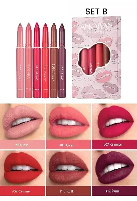 Picture of 6pcs/set HANDAIYAN Lip Liner Sexy Pink Red Matte Lipstick Lip Crayon Pencil sharpener Long-lasting Makeup Cosmetics