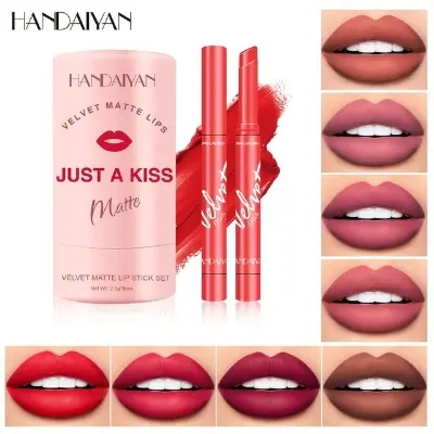 Picture of HANDAIYAN 8pcs/set Velvet Matte Lipstick Waterproof Lipstick Makeup Cosmetics Long Lasting Tinted Lip Balm Solid Pink