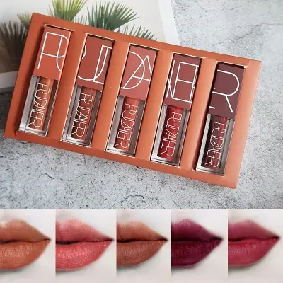Picture of Pudaier Lipstick Matte Long Lasting Lipstick Set Brand Makeup Gifts for Women Orange Velvet Best Selling Cosmetic Goods Hot-5pcs Set