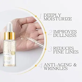 Picture of LAIKOU 24K Gold Snail Face Serum Anti-Aging Hyaluronic Acid Whitening Essence Nicotinamide Moisturizing Brighten Tighten Skin-17ml