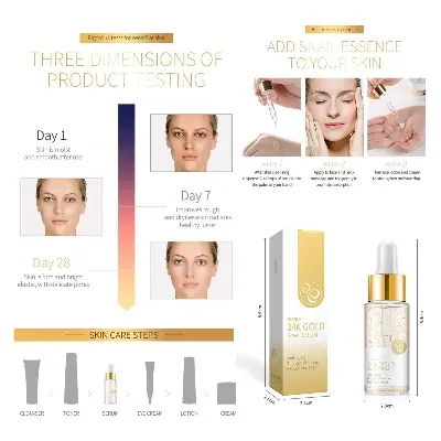 Picture of LAIKOU 24K Gold Snail Face Serum Anti-Aging Hyaluronic Acid Whitening Essence Nicotinamide Moisturizing Brighten Tighten Skin-17ml