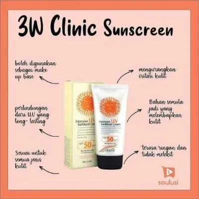 Picture of 3W CLINIC INTENSIVE UV SUNBLOCK CREAM SPF50++PA - (70ML)