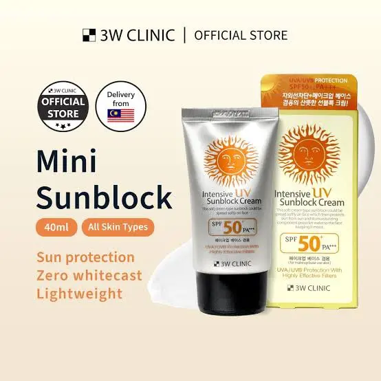 Picture of 3W Clinic Sunscreen Intensive UV Sunblock Cream SPF50 + PA +++ Refreshing sunscreen anti UV 70ML