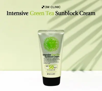 Picture of 3W CLINIC Intensive Green Tea Sunblock Cream for Makeup Base Use (70ml 2.36fl oz.) SPF50+/PA+++