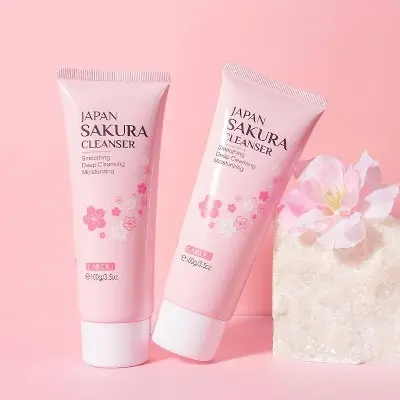 Picture of LAIKOU Japan Sakura Facial Cleanser Oil Control Cleansing Face Wash Cream Pore Clean 100g