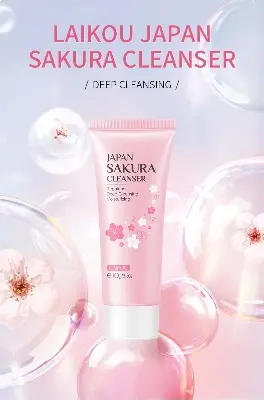 Picture of LAIKOU Japan Sakura Facial Cleanser Oil Control Cleansing Face Wash Cream Pore Clean 100g