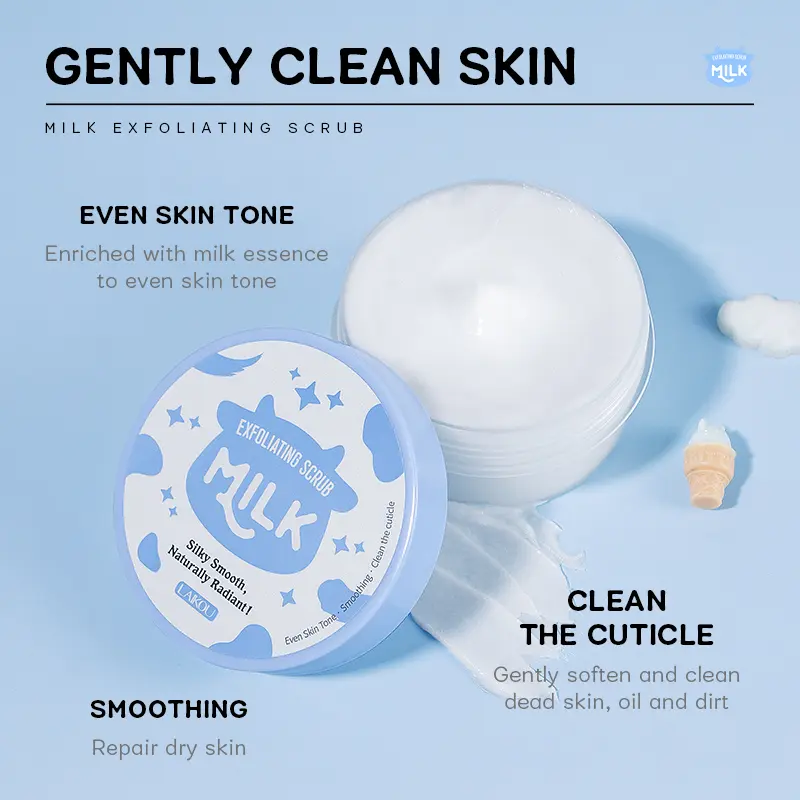 Picture of LAIKOU Milk Exfoliating Body Scrub Remove Cuticle Dead Skin Smoothing Even Skin Tone -90gm