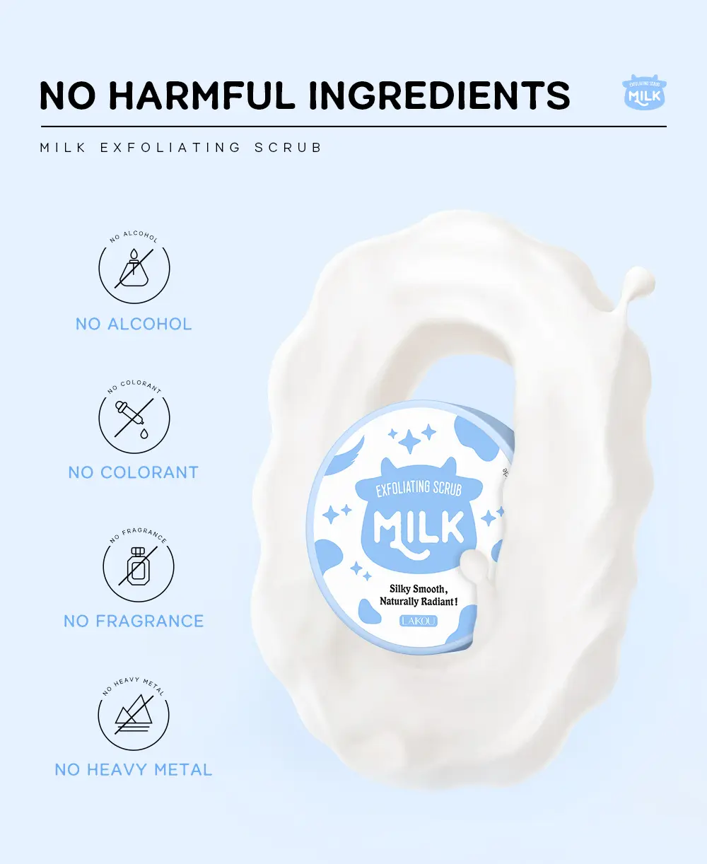 Picture of LAIKOU Milk Exfoliating Scrub 90g Clean The Cuticle Smooth & Radiant Skin Tone Exfoliate Dead Skin Cells & Impurities