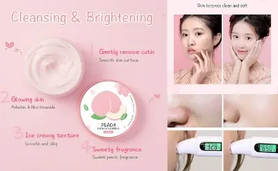Picture of LAIKOU PEACH EXFOLIATING SCRUB REMOVE DEAD SKIN BLACKHEAD PORE CLEANSER REDUCE ACNE BRIGHTENING EXFOLIATING SCRUB 90G